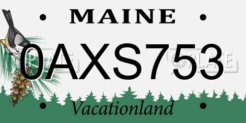 0AXS753 Maine License Plate