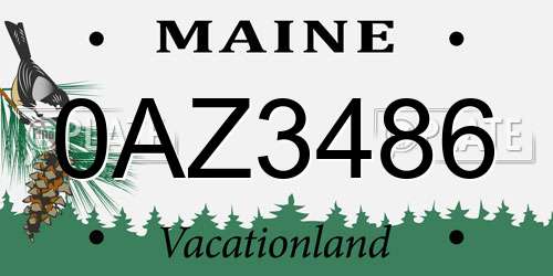 0AZ3486 Maine License Plate