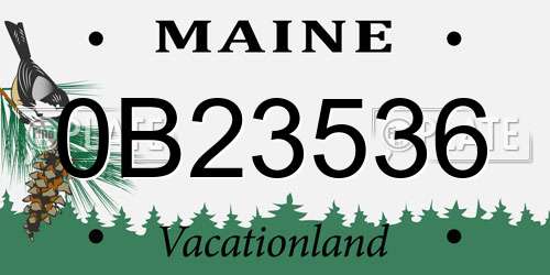 0B23536 Maine License Plate