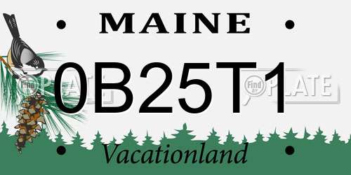 0B25T1 Maine License Plate
