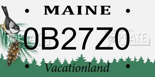 0B27Z0 Maine License Plate
