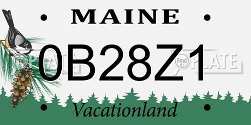 0B28Z1 Maine License Plate