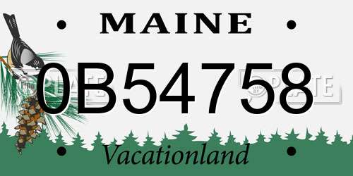 0B54758 Maine License Plate