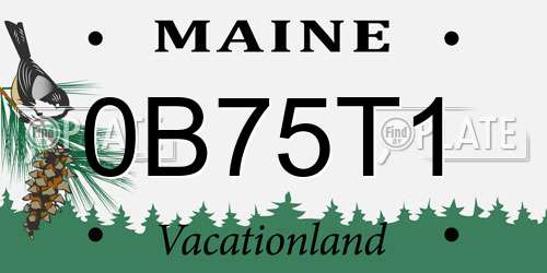 0B75T1 Maine License Plate