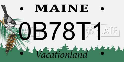 0B78T1 Maine License Plate