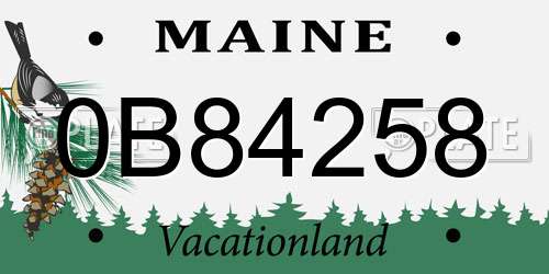 0B84258 Maine License Plate