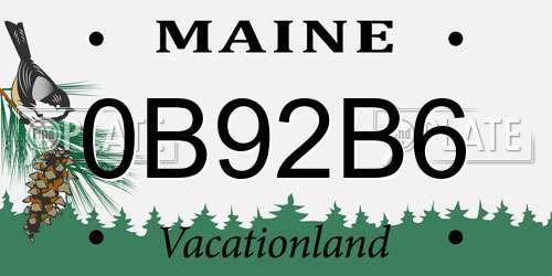 0B92B6 Maine License Plate