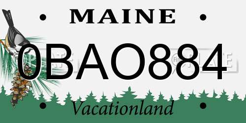 0BAO884 Maine License Plate