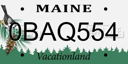 0BAQ554 Maine License Plate