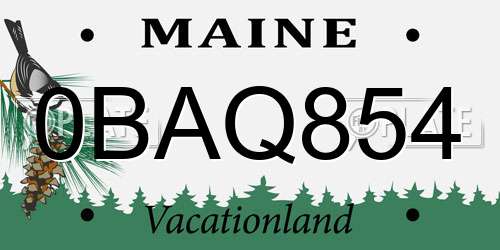 0BAQ854 Maine License Plate