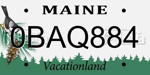 0BAQ884 Maine License Plate