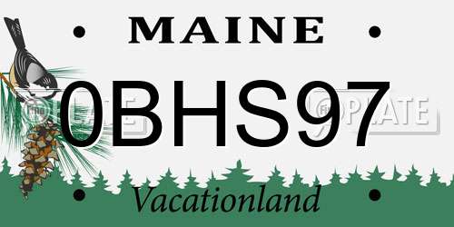 0BHS97 Maine License Plate