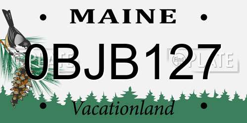 0BJB127 Maine License Plate