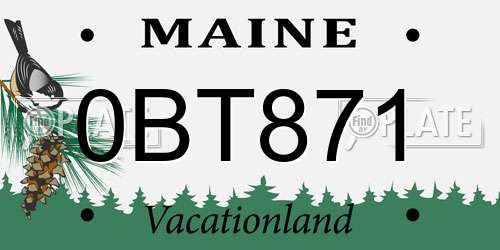 0BT871 Maine License Plate