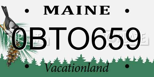 0BTO659 Maine License Plate