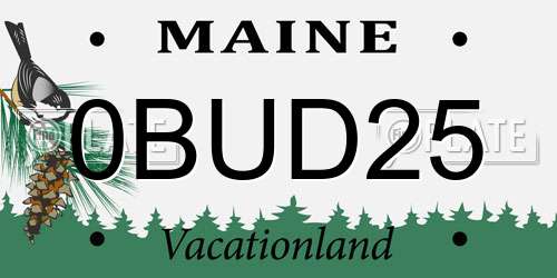 0BUD25 Maine License Plate