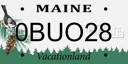 0BUO28 Maine License Plate