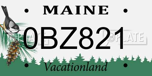 0BZ821 Maine License Plate