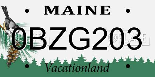 0BZG203 Maine License Plate
