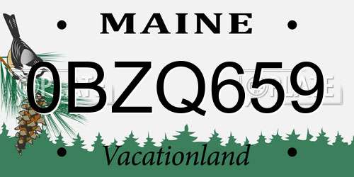 0BZQ659 Maine License Plate