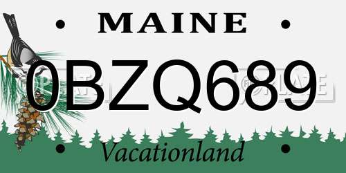 0BZQ689 Maine License Plate