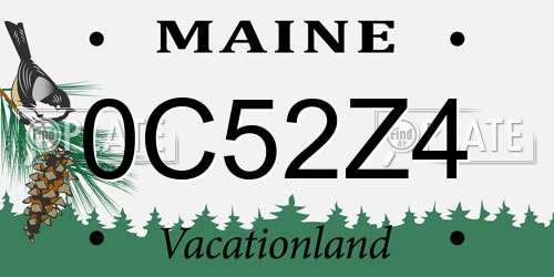 0C52Z4 Maine License Plate
