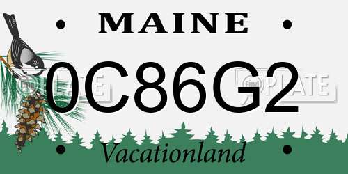 0C86G2 Maine License Plate