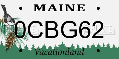0CBG62 Maine License Plate