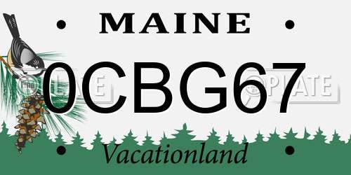 0CBG67 Maine License Plate