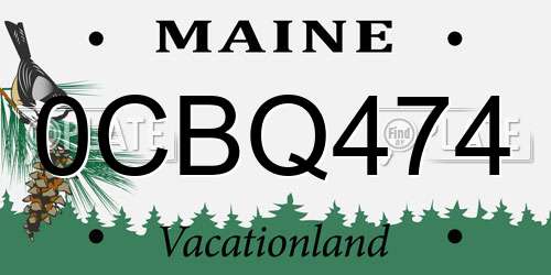 0CBQ474 Maine License Plate