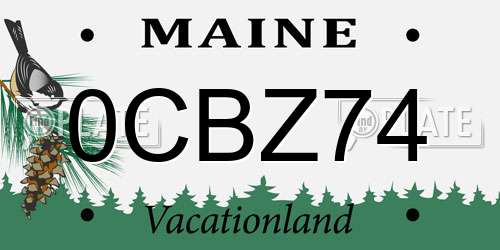 0CBZ74 Maine License Plate