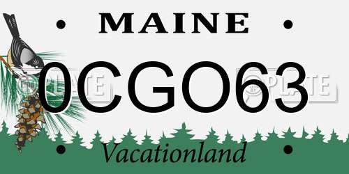 0CGO63 Maine License Plate