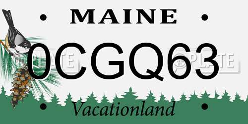 0CGQ63 Maine License Plate