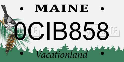 0CIB858 Maine License Plate