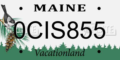 0CIS855 Maine License Plate