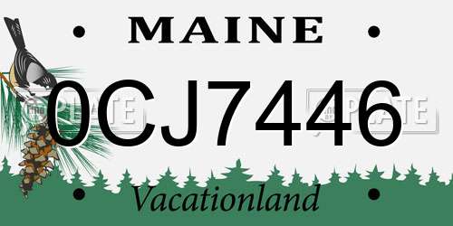 0CJ7446 Maine License Plate