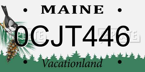0CJT446 Maine License Plate