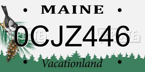 0CJZ446 Maine License Plate