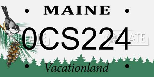 0CS224 Maine License Plate