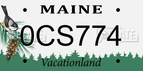 0CS774 Maine License Plate