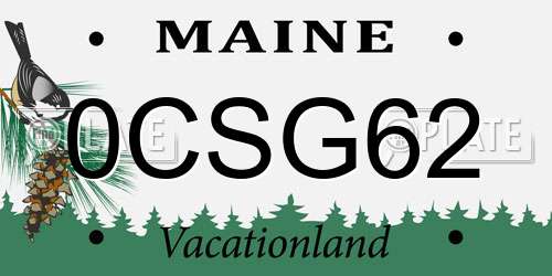 0CSG62 Maine License Plate