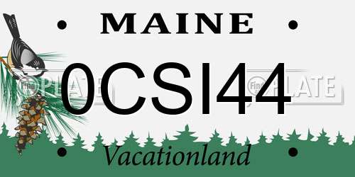 0CSI44 Maine License Plate