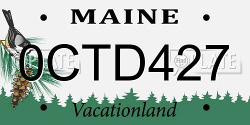 0CTD427 Maine License Plate