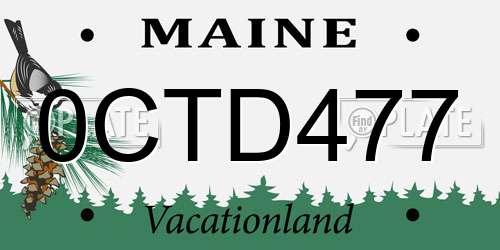 0CTD477 Maine License Plate