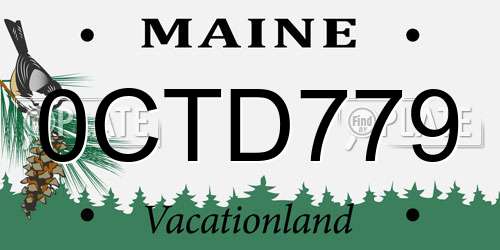 0CTD779 Maine License Plate