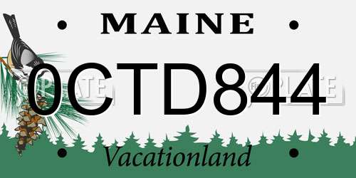 0CTD844 Maine License Plate