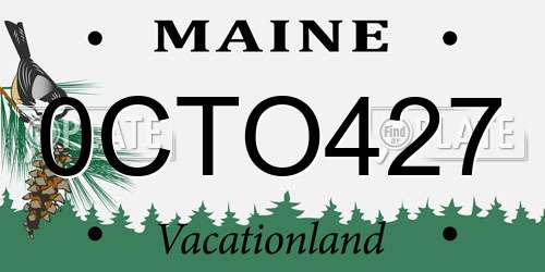 0CTO427 Maine License Plate