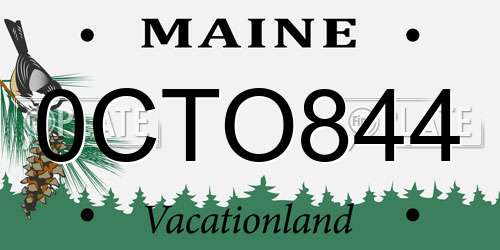 0CTO844 Maine License Plate