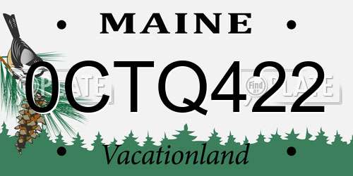 0CTQ422 Maine License Plate
