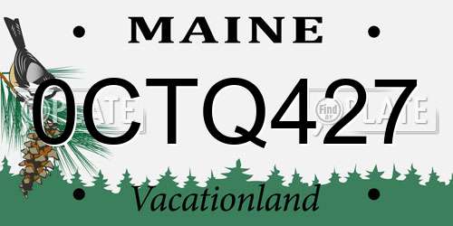 0CTQ427 Maine License Plate